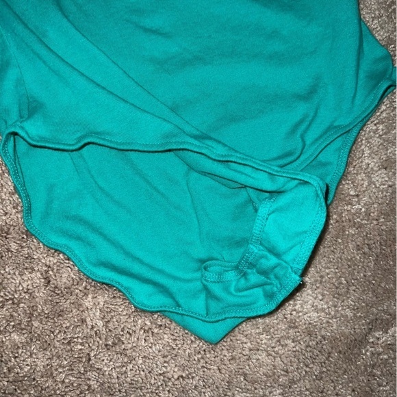 Forever 21 Green Bodysuit With White Trim and Colorful Band Across the Chest Med - Picture 5 of 8